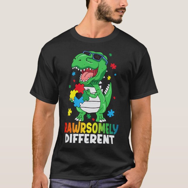 Camiseta Sensibilización sobre autismo de dinosaurios incre (Anverso)