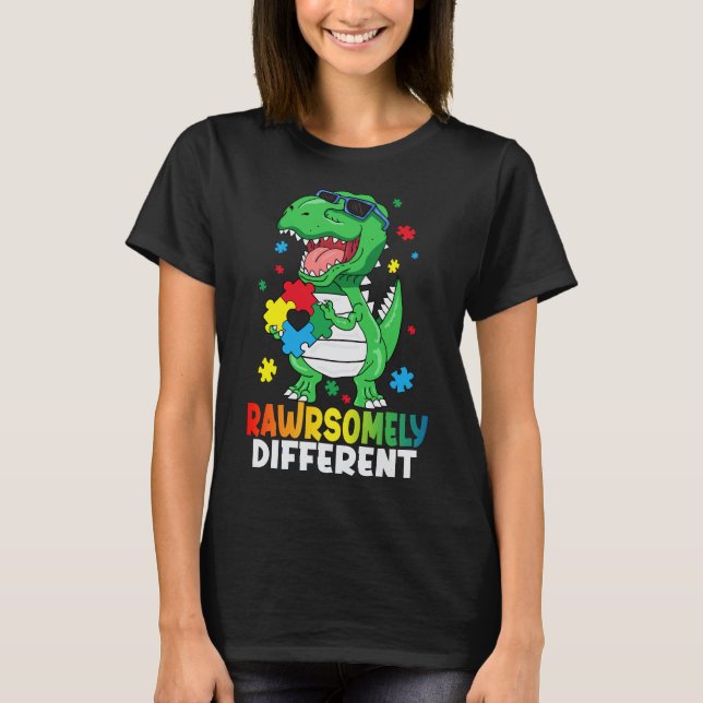 Camiseta Sensibilización sobre autismo de dinosaurios incre (Anverso)