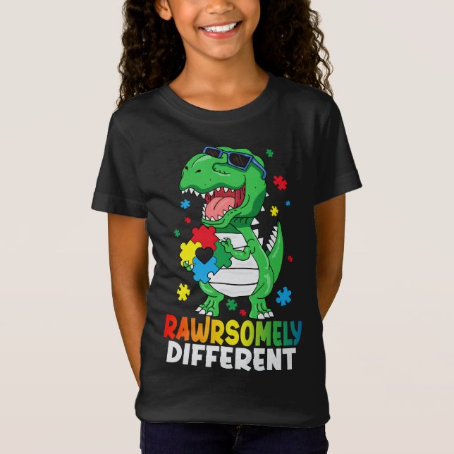 Camiseta Sensibilización sobre autismo de dinosaurios incre (Anverso)