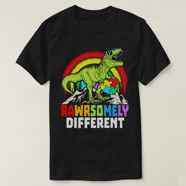 Camiseta Sensibilización sobre autismo de dinosaurios incre (Diseño del anverso)