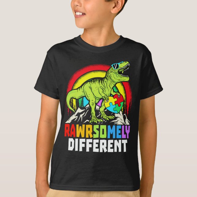 Camiseta Sensibilización sobre autismo de dinosaurios incre (Anverso)