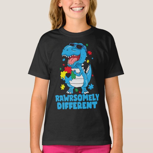 Camiseta Sensibilización sobre autismo de dinosaurios incre (Anverso)