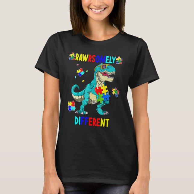 Camiseta Sensibilización sobre autismo en dinosaurios muy d (Anverso)