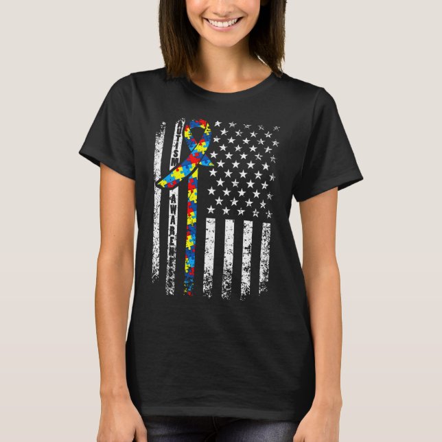 Camiseta Sensibilización sobre autismo perturbó la bandera  (Anverso)