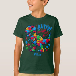 Camiseta Sensibilización sobre autismo Superpoder de Dino T