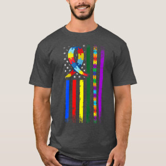 Camiseta Sensibilización sobre el autismo Bandera estadouni