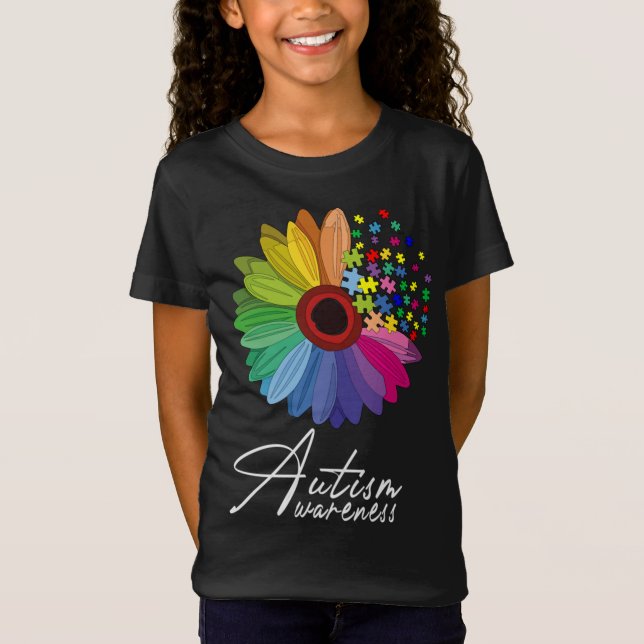 Camiseta Sensibilización sobre el autismo floral Flor de ma (Anverso)