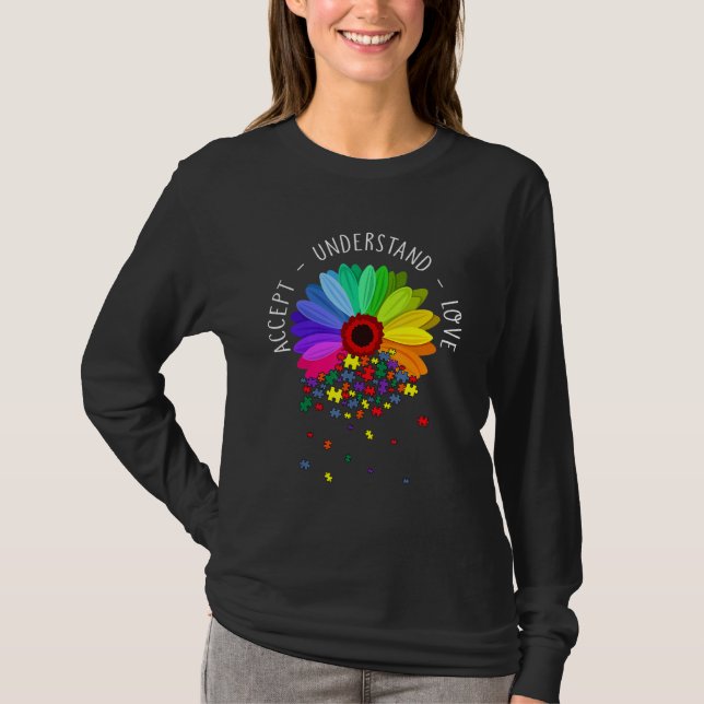 Camiseta Sensibilización sobre el autismo floral Flor de ma (Anverso)