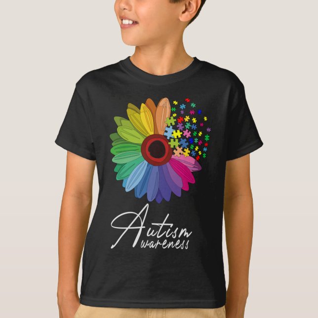Camiseta Sensibilización sobre el autismo floral Flor de ma (Anverso)