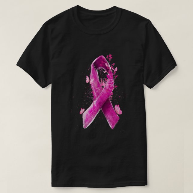 Camiseta Sensibilización sobre el cáncer de mama con maripo (Diseño del anverso)