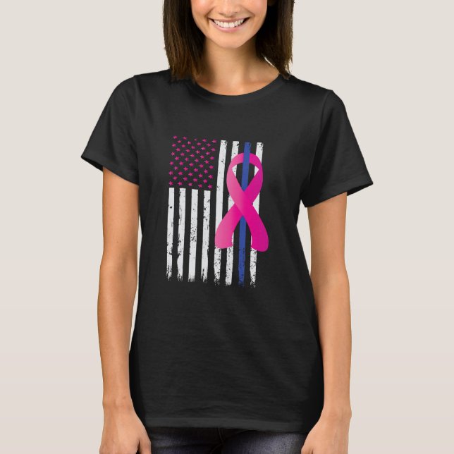 Camiseta Sensibilización sobre el cáncer de mama Línea Azul (Anverso)
