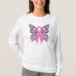 Camiseta Sensibilización sobre el cáncer de mama Mariposa