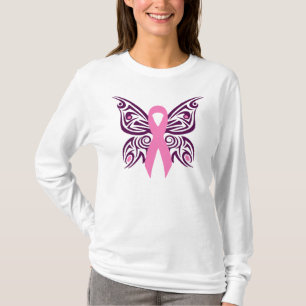 Camiseta Sensibilización sobre el cáncer de mama Mariposa