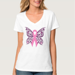 Camiseta Sensibilización sobre el cáncer de mama Mariposa