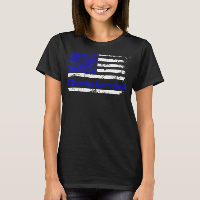 Camiseta Sensibilización sobre la diabetes Bandera de Estad (Anverso)