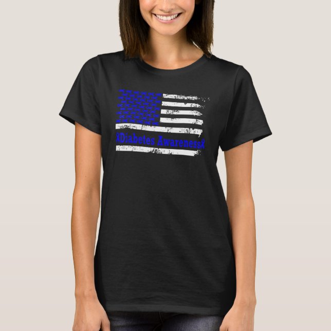 Camiseta Sensibilización sobre la diabetes Bandera de Estad (Anverso)