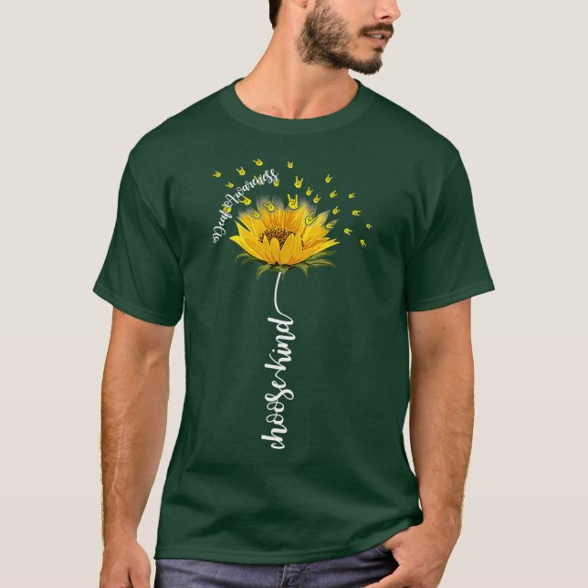 Camiseta Sensibilización Sorda Girasol Elegir Amarillo Amar (Anverso)