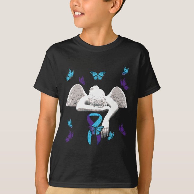 Camiseta Sensibilización suicida Angel Ribbon Butterflies (Anverso)