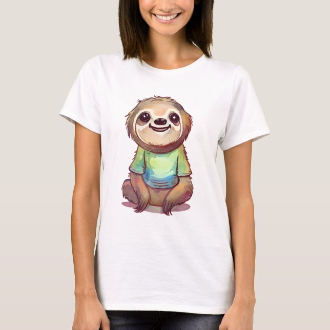 Camiseta Sentación de eslogan sonriente feliz relajada (Anverso)