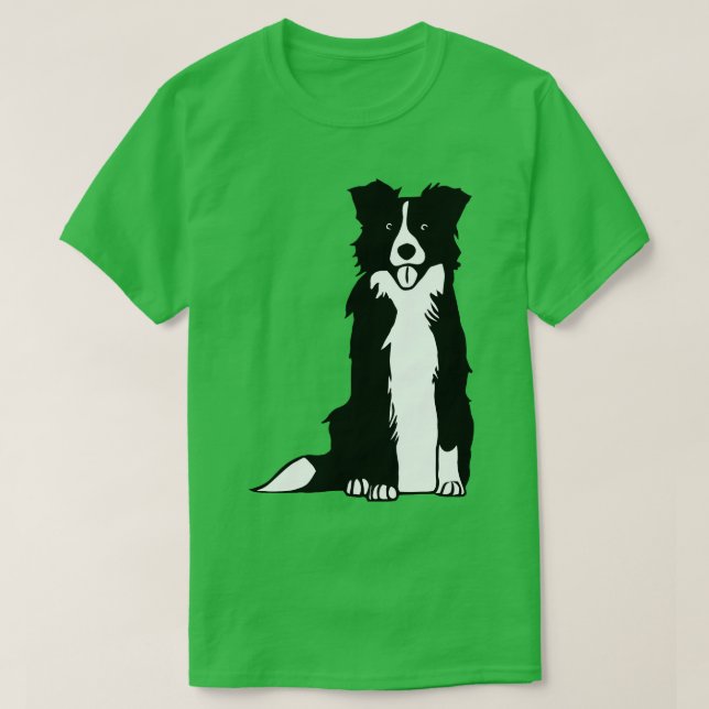Camiseta Sentación de Perro Collie de borde (Diseño del anverso)