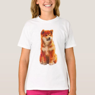 Camiseta Sentada OraFluffy Cachorro de Shiba Inu acuarela m