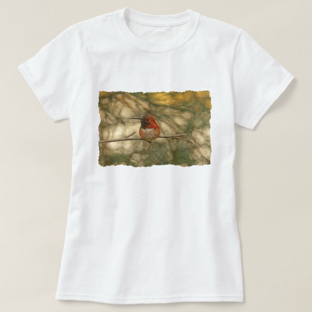 Camiseta Sentada rufa del colibrí (Diseño del anverso)