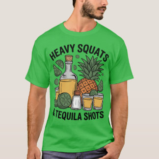 Camiseta Sentadillas Pesadas Y Chupito De Tequila Entrenado