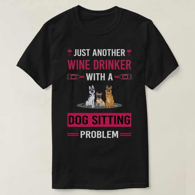 Camiseta Sentado de Perro Drinker Wine (Diseño del anverso)