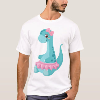 Camiseta Sentando a un bebé dinosaurio con un tubo de balle