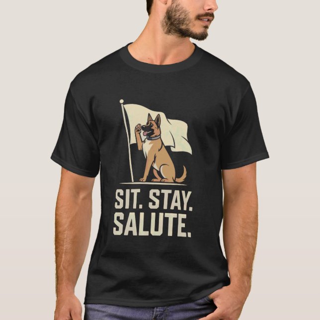 Camiseta Sentarse Quedarse Saludar Divertido Tributo Comand (Anverso)