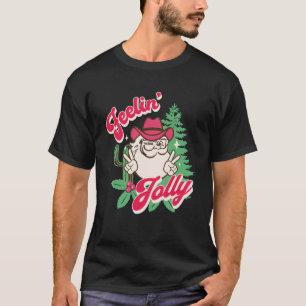 Camiseta Sentiendo a Jolly Cowboy Santa Retro Navidades Pin