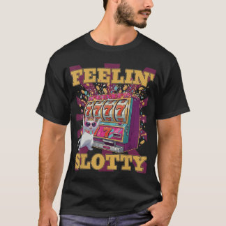 Camiseta Sentimiento Slotty Divertido Casino Gato Máquina T