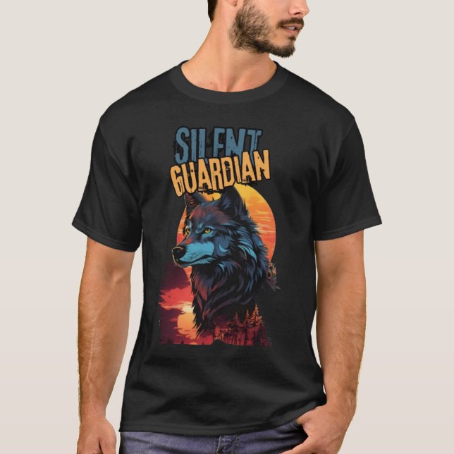 Camiseta Sentinel al sol: Lobo azul en el resplandor de la  (Anverso)