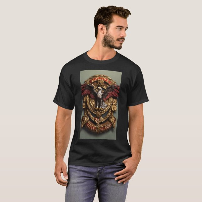 Camiseta "Sentinel majestuoso: El halcón en vuelo" (Anverso completo)