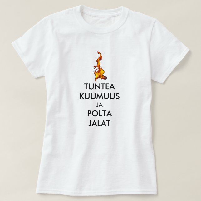 Camiseta sentir el calor y quemar los pies en finés (Diseño del anverso)