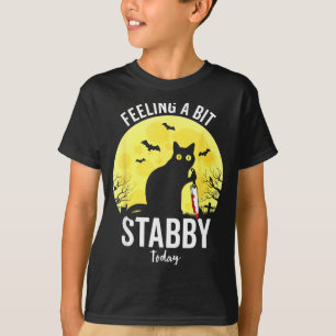 Camiseta Sentirse Un Poco Agresivo Gato Negro Divertido De 