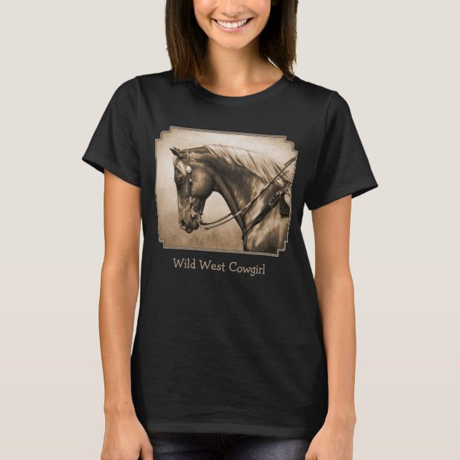 Camiseta Sepia antigua foto de caballo de Rancho Occidental (Anverso)