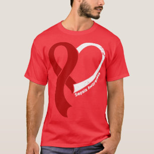 Camiseta Sepsis Awareness Hope Love Hearbon Ribbon Happy