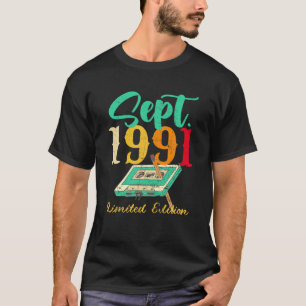 Camiseta Sept 1991 Lápiz De Cassette Vintage 30º Cumpleaños