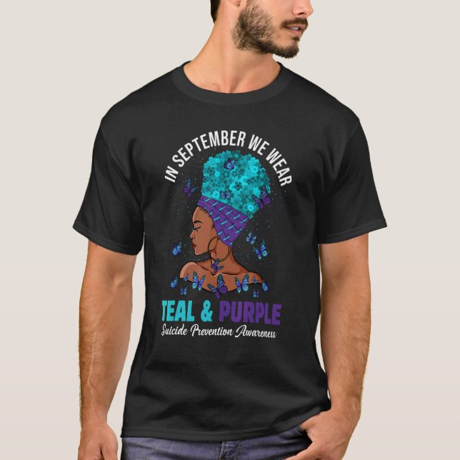 Camiseta September We Wear Teal Purple Suicide Prevention A (Anverso)