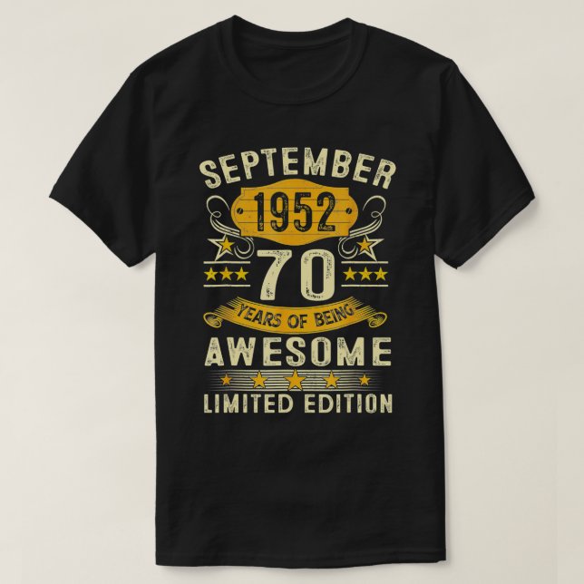 Camiseta Septiembre 1952 Edición Limitada 70 cumpleaños 70  (Diseño del anverso)