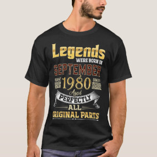 Camiseta Septiembre 1980 42 años 42 Leyendas de cumpleaños