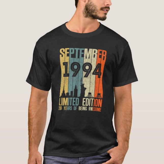 Camiseta Septiembre 1994 29 Cumpleaños 29 Años Nacimiento 1 (Anverso)