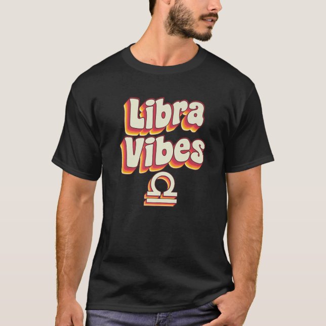 Camiseta Septiembre Cumpleaños Día del Arcoiris Retro Libra (Anverso)