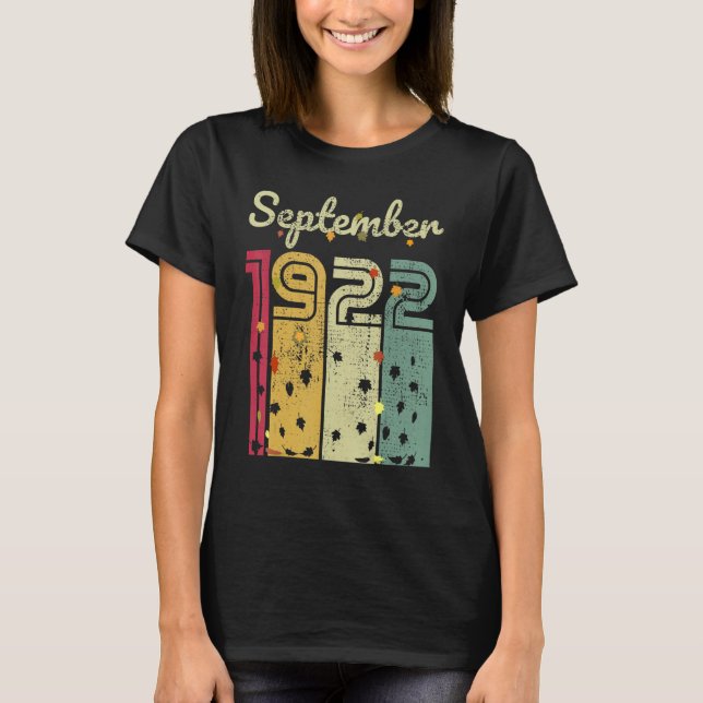 Camiseta Septiembre de 1922 100 años Retro Cae 100º nacimie (Anverso)