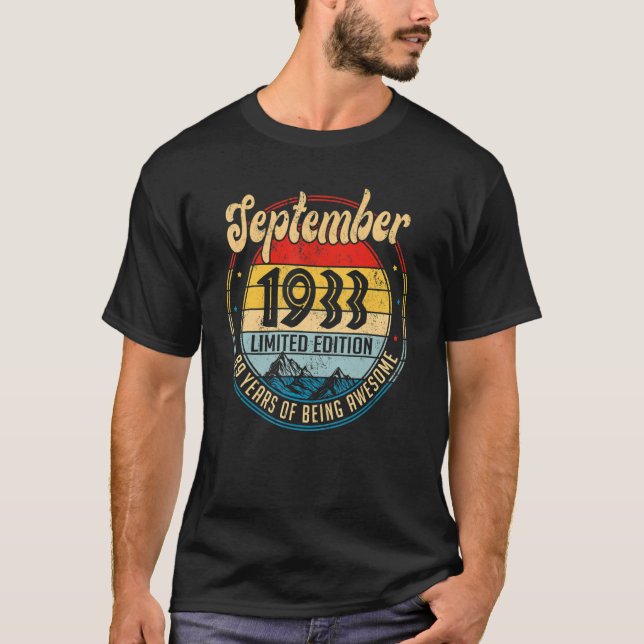 Camiseta Septiembre de 1933 89º cumpleaños 89 años (Anverso)
