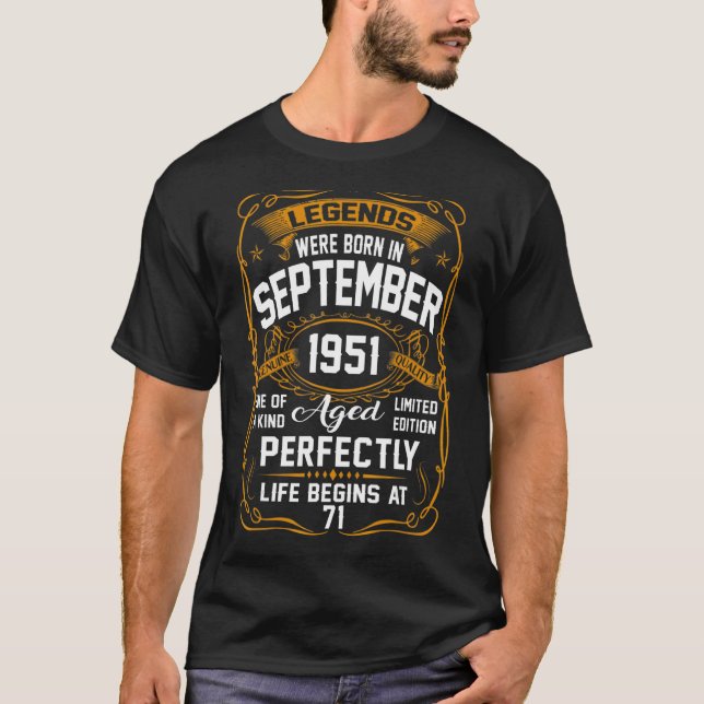 Camiseta Septiembre de 1951 71º cumpleaños hombres de 71 añ (Anverso)