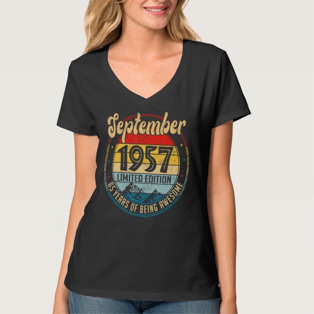 Camiseta Septiembre de 1957 65º cumpleaños 65 años (Anverso)