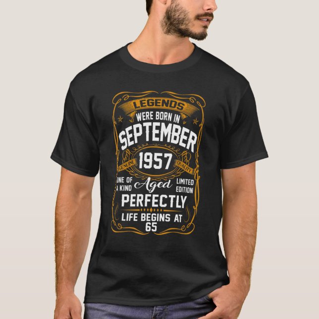 Camiseta Septiembre de 1957 65º cumpleaños Hombres de 65 añ (Anverso)