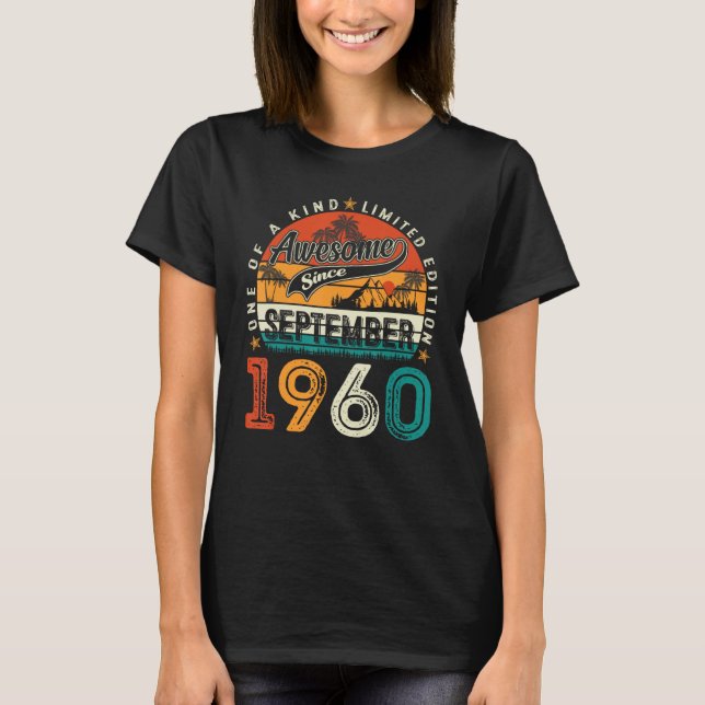 Camiseta Septiembre de 1960 63 años 63 años Hombres mujeres (Anverso)